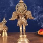 Brass Standing Garuda Idol | 12" x 7" x 3.5" (30.5 x 17.8 x 8.9 cm) | 3 kg Divine Vehicle Art | Premium Sacred Protection Murti